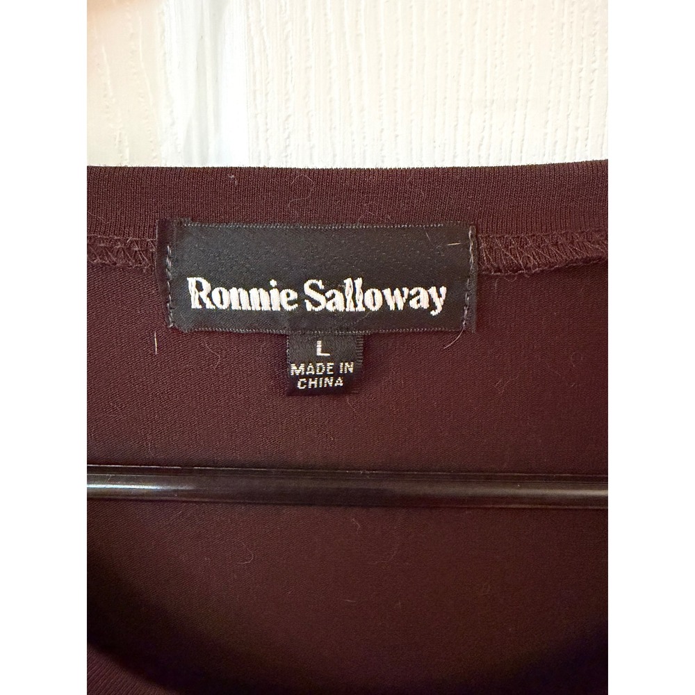 Ronnie Salloway Tunic Top Womens L Brown Long Sleeve Scoop Neck High-Low Hem - Picture 2 of 3